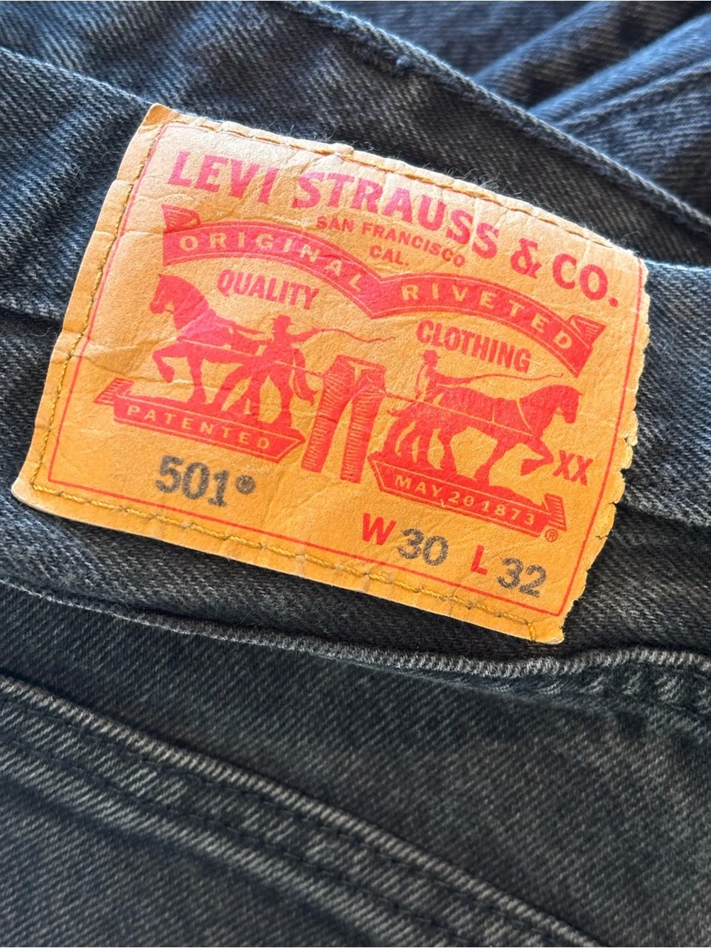 LEVI’S Men's Black 501 Relaxed Straight Jeans Size 30x32 EUC